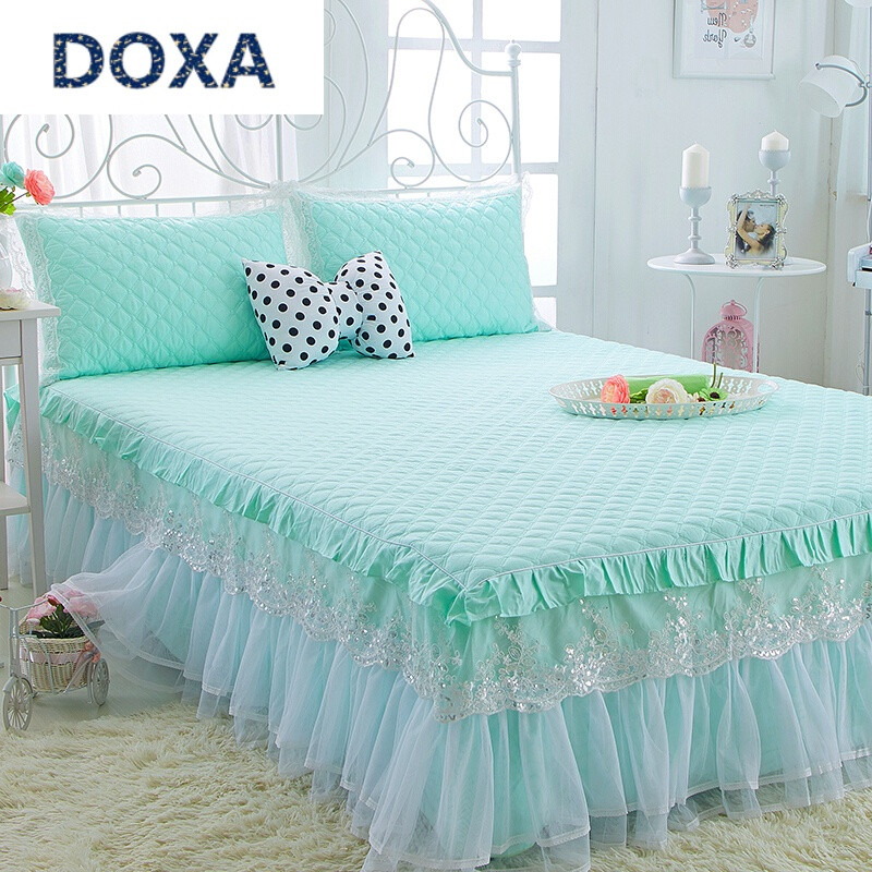 DOXA夹棉床罩床套蕾丝荷叶边床裙式单件纯棉