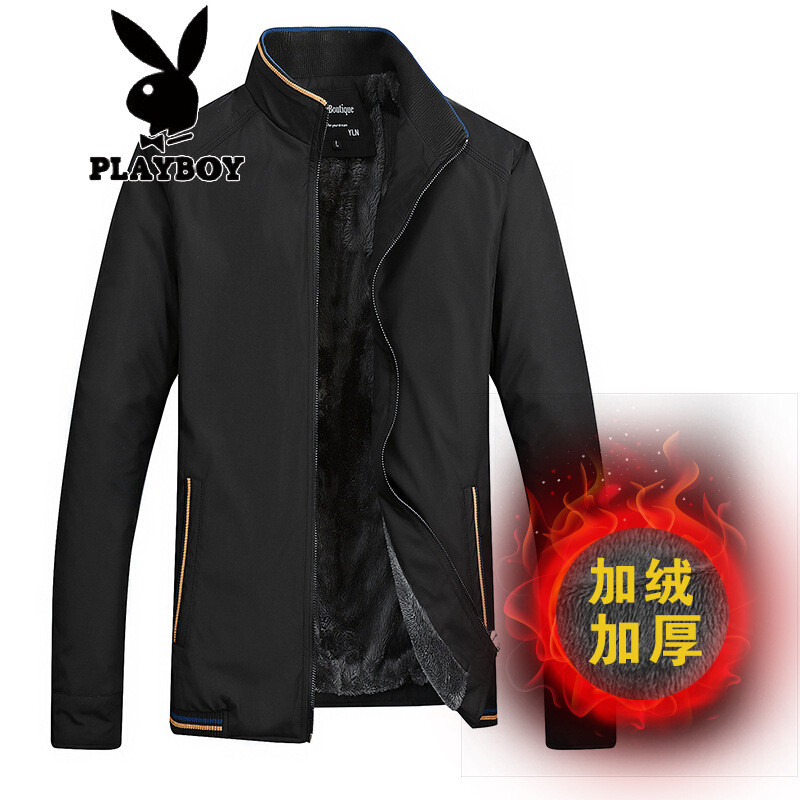 花花公子爸爸冬装外套中年男装秋冬季加棉衣服