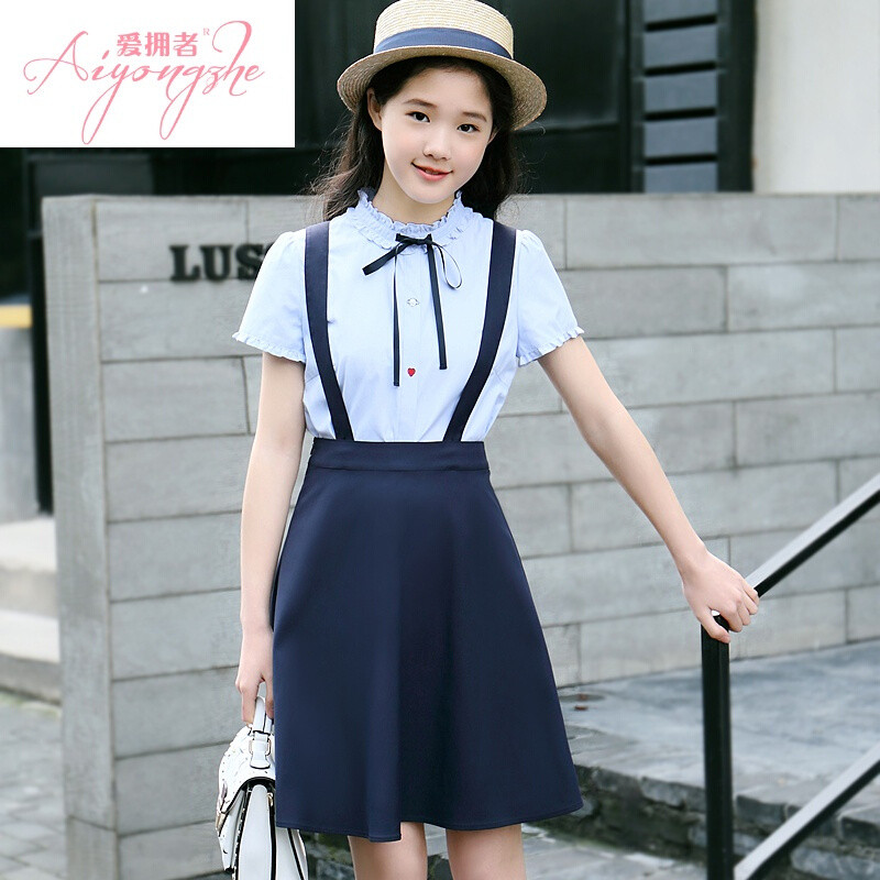 爱拥者少女可爱套装连衣裙夏季2017新款女中学生韩版初中生学院风两件