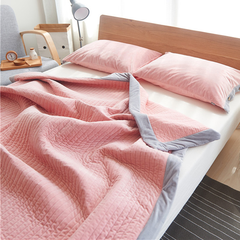 水洗棉+水晶绒四季床盖三件套 时尚绗缝夹棉欧