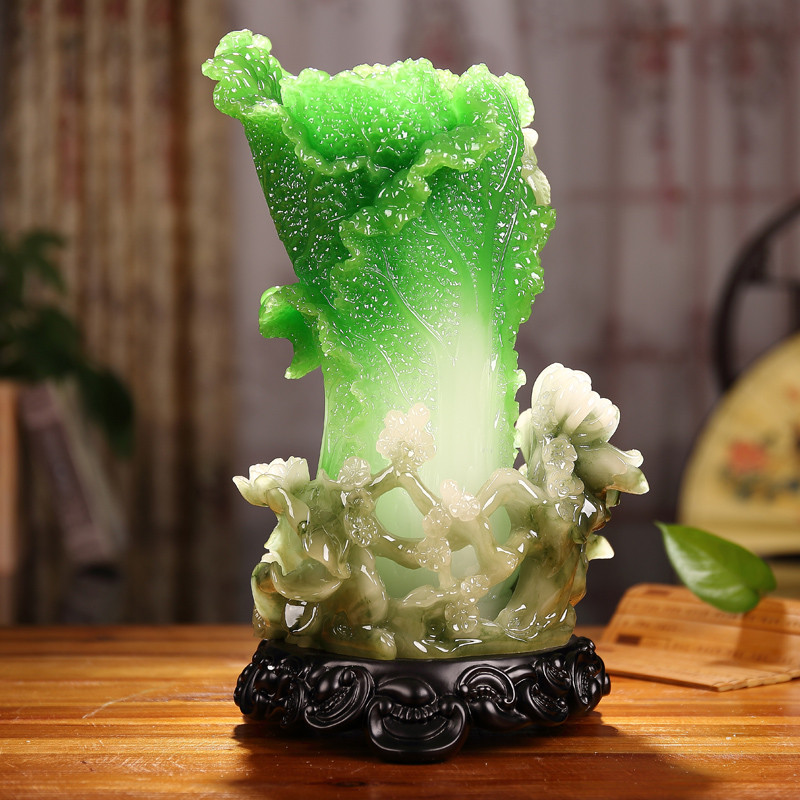 发财玉白菜摆件家居饰品 大号百财招财工艺品 开业礼品