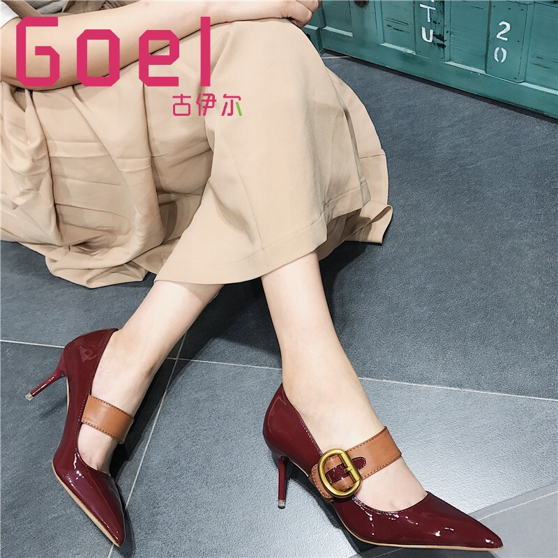 古伊尔轻奢品牌高跟鞋女猫跟鞋2017秋季新款