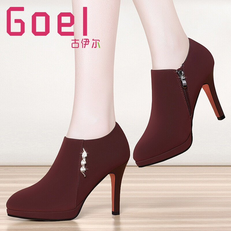古伊尔轻奢品牌高跟鞋女尖头单鞋2017春秋季