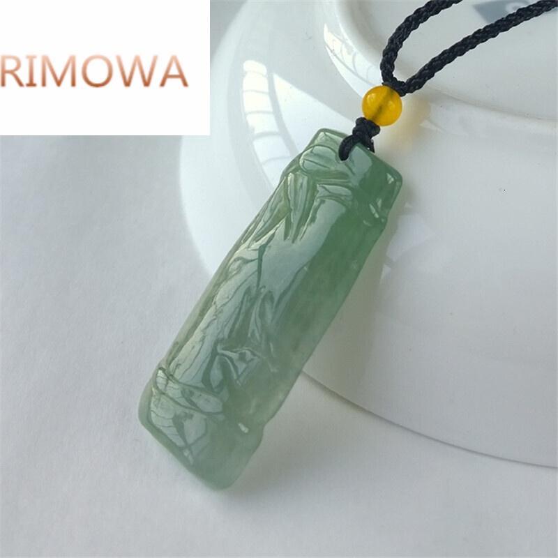 rimowarimowa翡翠满绿竹节玉吊坠 男女款油青节节高竹子 玉石玉挂件