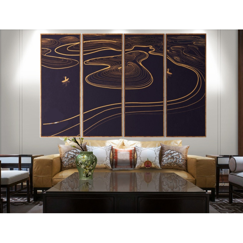 新中式禅意山水画靠山招财客厅沙发背景墙酒店餐厅办公室抽象挂画意境