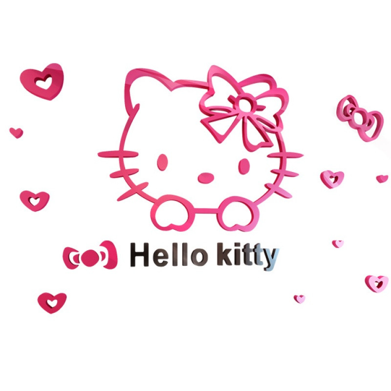 卡通hello kitty墙贴3d立体亚克力儿童房卧室床头背景