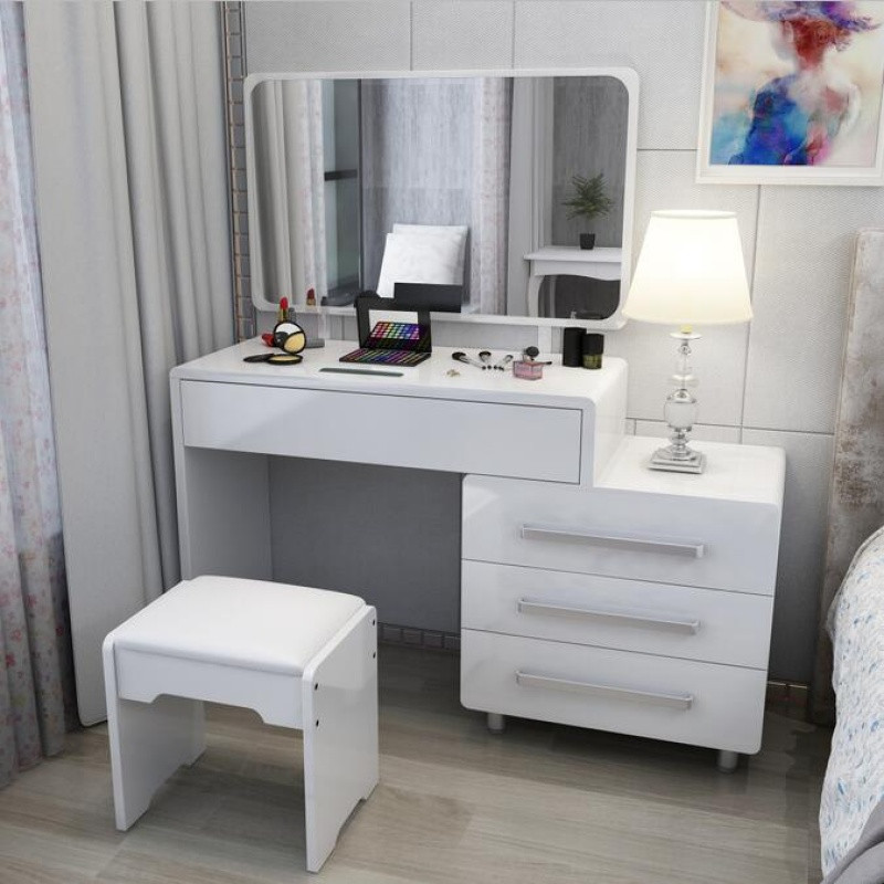 板式卧室梳妆台简约现代时尚烤漆化妆柜简易欧式白色小户型化妆桌
