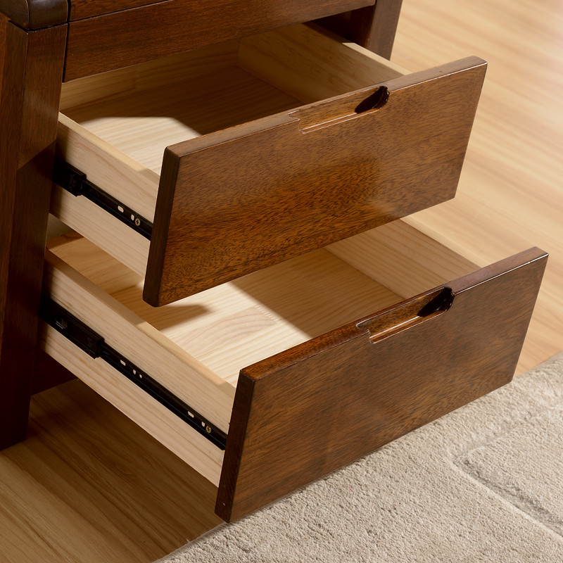 实木床头柜现代中式风胡桃木床配套床头柜两抽屉环保床边柜储物柜