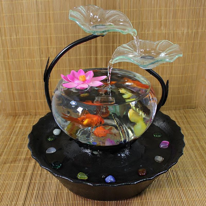 创意鱼缸流水摆件客厅风水招财加湿器电视柜家居桌面喷泉乔迁礼物