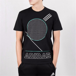 Adidas阿迪达斯男装新款大LOGO舒适透气时尚运动圆领T恤EB5244 D