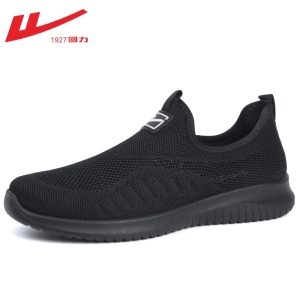 回力(Warrior)女鞋运动鞋女款2022新款黑色透气休闲鞋轻便减震网面跑步鞋子