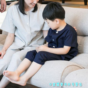 波迷娜(BOMINA)官方品质夏季纯棉小孩子亲子睡衣男女儿童家庭居家套装服短袖