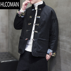 HLCOMAN2023新款棉袄男冬季加厚p暖中国风灯芯绒棉衣新中式唐装棉服外套