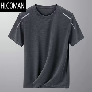 HLCOMAN~夏天短袖T恤男冰丝薄款简约打底衫潮流上衣服男