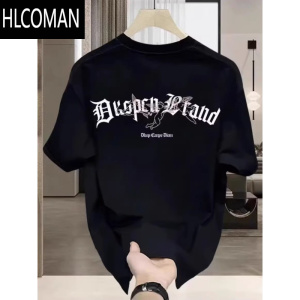 HLCOMAN创意设计感字母印花圆领短袖T恤男夏季新款潮牌半袖上衣