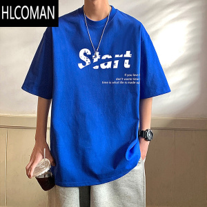 HLCOMAN港风潮牌短袖t恤男夏季2024新款休闲半袖情侣高街宽松上衣服