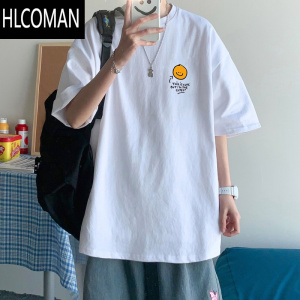 HLCOMAN2024夏季新款潮流短袖t恤男士潮牌ins宽松百搭半袖情侣装上衣