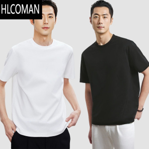 HLCOMAN三防液氨白色短袖t恤男夏季长绒棉打底衫纯色新款穿搭速干
