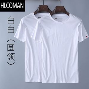 HLCOMAN()美式短袖t恤男款夏季新款210g纯色白色打底衫半袖