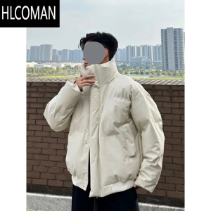 HLCOMAN冬装简约立领短款棉服外套男女加厚p暖宽松皮棉衣休闲面包服