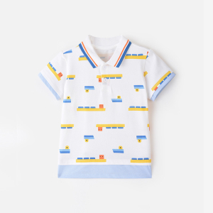 [1件5折:67.5元]铅笔俱乐部童装2024夏装新款男童T恤儿童polo领上衣男孩宝宝短袖