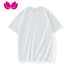 七斓三本针 夏季短袖t恤男日系基础款纯色圆领宽松白色打底衫