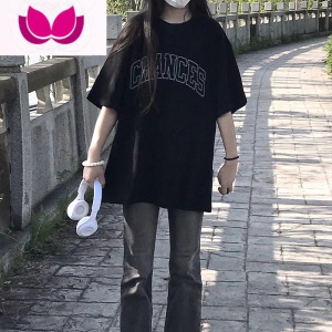 七斓美式复古短袖T恤女夏ins潮oversize大版宽松显瘦休闲半袖上衣服