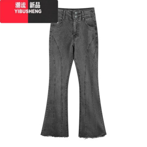 YIBUSHENG美式复古微喇叭牛仔裤2023女裤小个子显瘦马蹄长裤子梨形身材