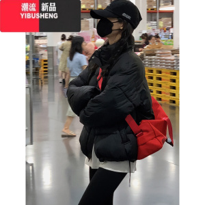 YIBUSHENG短款羽绒棉服女2023新款冬季棉袄小个子棉衣oversize面包服外套潮