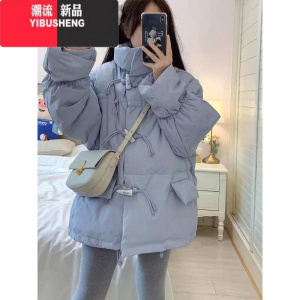 YIBUSHENG牛角扣羽绒服女冬季立领棉服2023新款外套学生面包服反季加厚韩版