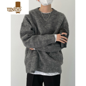 YANXUSF/新韩版时髦潮流复古渐变柔软毛衣男士宽松版圆领毛绒针织