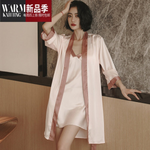 SHANCHAO睡衣高级感女夏季冰薄款性感吊带胸垫睡裙套2021新款