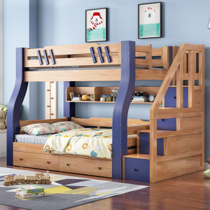 欧梵森 美式上下床双层床多功能儿童床橡胶木上下铺木床实木床两层床高低床男孩女孩子母床卧室家具