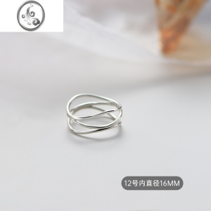 JiMi925银银戒指女夏季小众设计2021年新款简约几何线条食指戒指环潮