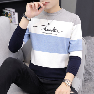 SUNTEK长袖t恤男士针织衫秋季新款韩版圆领毛衣男装潮流个性线衫线衣服T恤