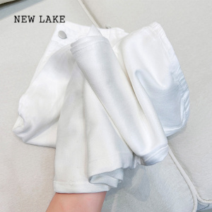 NEW LAKE高腰阔腿牛仔裤女2024年春季新款显瘦宽松垂感拖地冰丝直筒裤