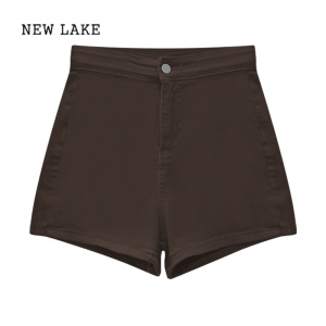 NEW LAKE美式复古牛仔裤高腰显瘦短裤夏季2024新款设计感小个子直筒裤子女