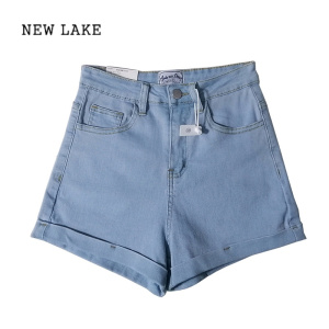 NEW LAKE白色牛仔短裤女夏季薄款2024年新款高腰显瘦宽松阔腿辣妹a字裤子