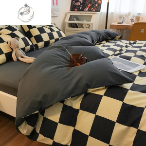舒适主义日式简约水洗棉床上四件套ins风床单被套学生宿舍单双人三件套4件