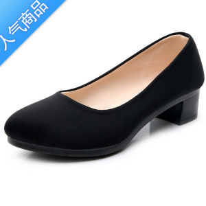 SUNTEK老北京布鞋工装鞋女士新款单鞋黑色高跟上班工作鞋软底久站不累脚