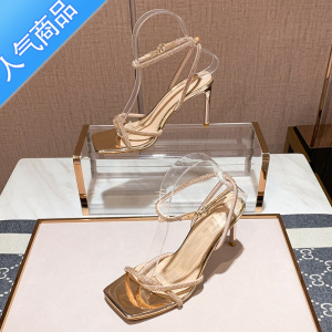 SUNTEK气质小个子小码高跟鞋313233夏细跟仙女风一字带大码凉鞋女41一43