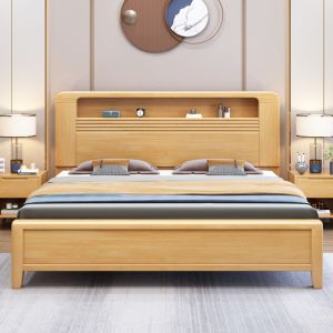 百冠环球 北欧日式实木床1.5米单床1.8米双人床现代实木高箱储物床