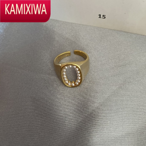 KAMIXIWA法式复古镂空爱心珍珠开口戒指 网红小众设计感食指戒女潮指环