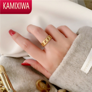 KAMIXIWA]个性链条食指戒 网红ins时尚气质复古镀金双层戒指女潮