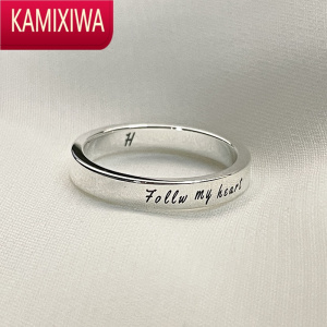 KAMIXIWA订制银字母刻字情侣戒指 男女 现代简约对戒创意礼物