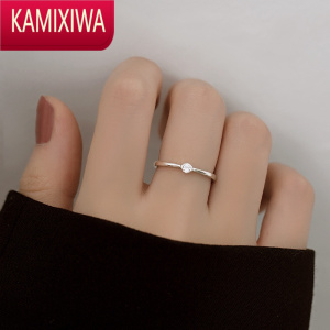 KAMIXIWA轻奢锆石银戒指女时尚个性小众设计女士饰品求婚素圈指环ins潮