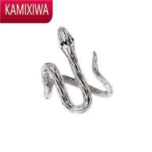 KAMIXIWA/黑头设计师潮牌 创意个性开口蛇形钛钢戒指男女情侣款