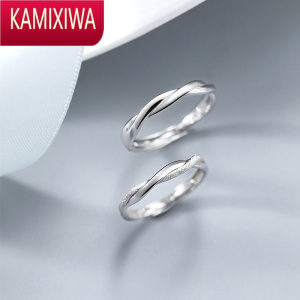 KAMIXIWA简约情侣戒指银一对款对戒小众设计学生刻字异地恋纪念礼物