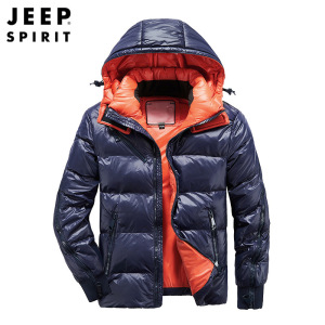 JEEP SPIRIT吉普秋冬羽绒服男白鸭绒保暖外套羽绒衣加厚户外连帽外套