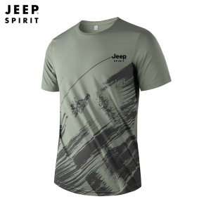 JEEP SPIRIT夏季新款冰丝透气弹力短袖男休闲运动户外T恤
